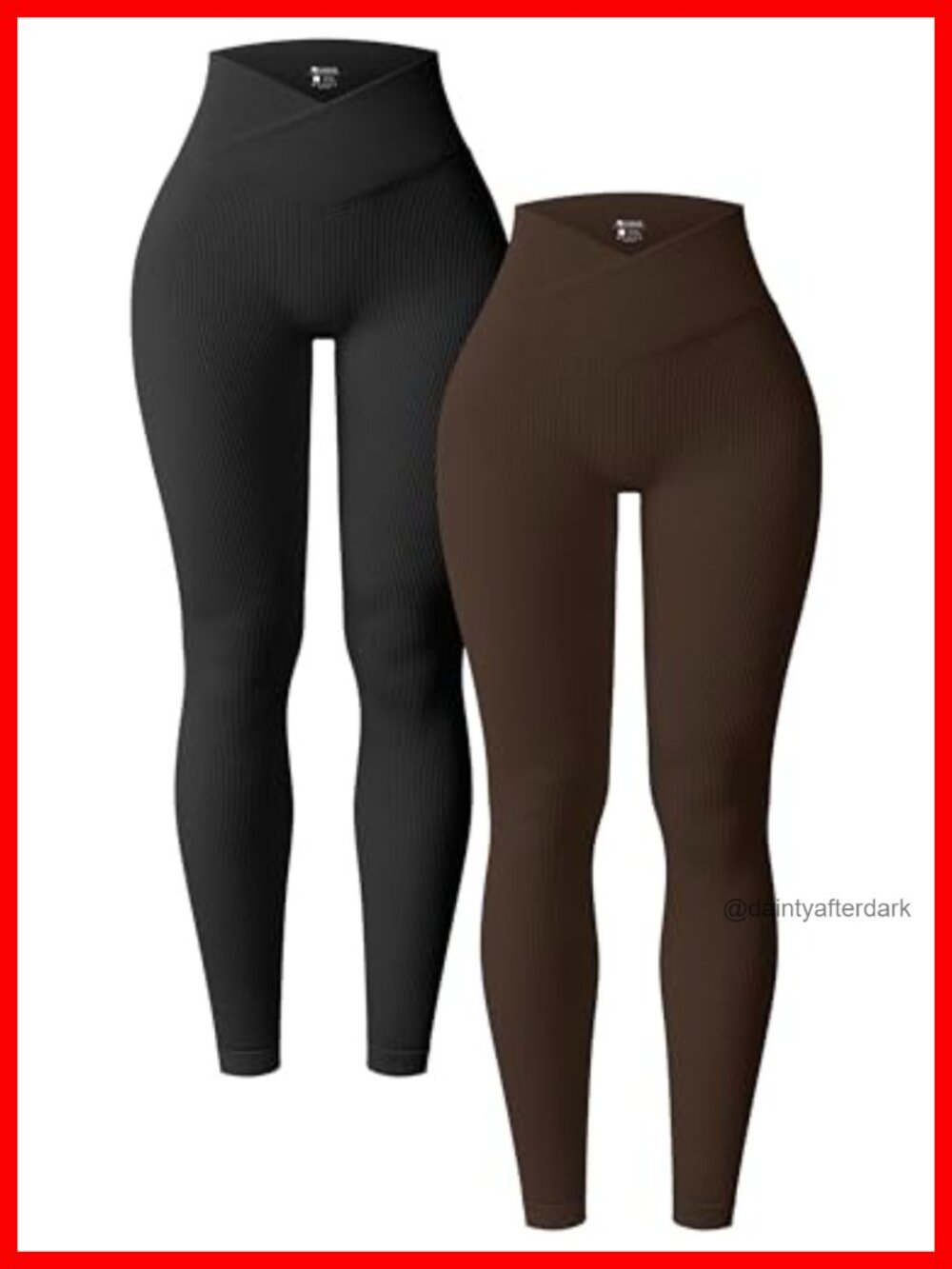 2 Pack Ribbed Seamless Yoga Leggings High Waist Cross Over Tummy Control